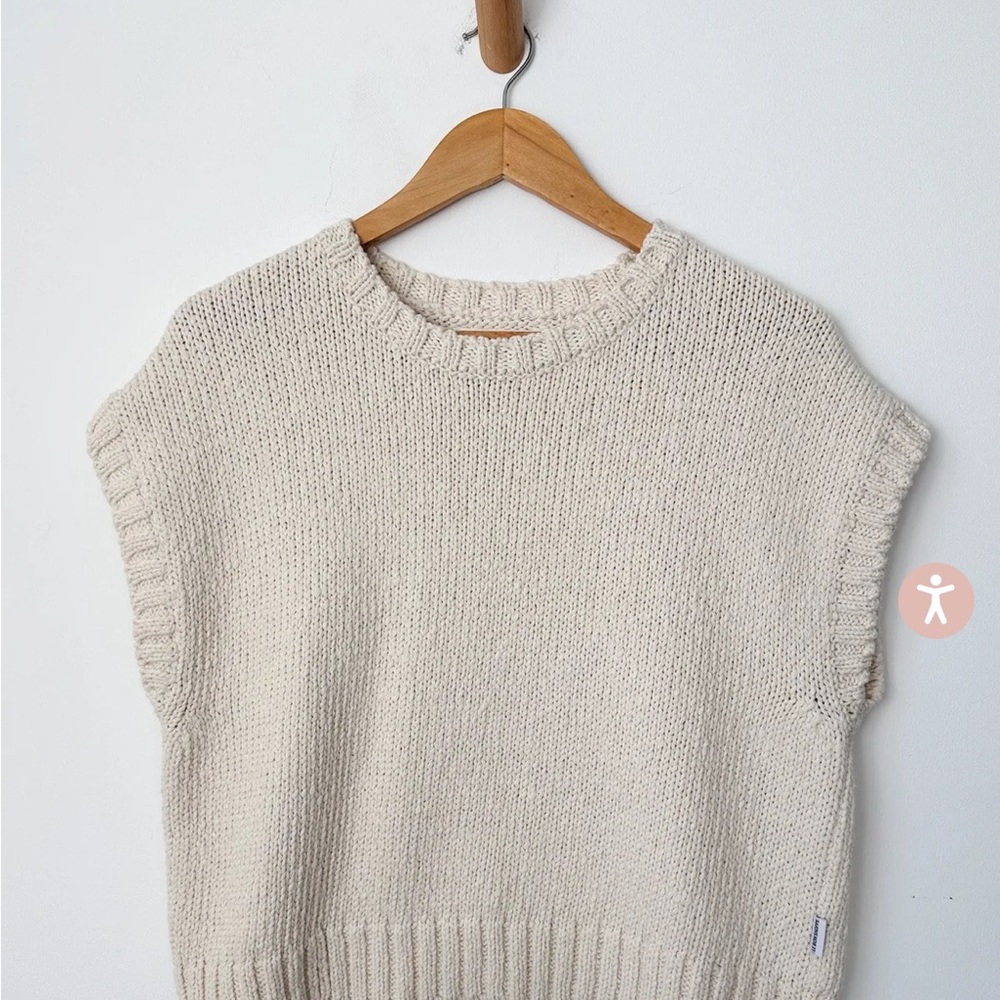 Cream Crew Neck Knit Sweater